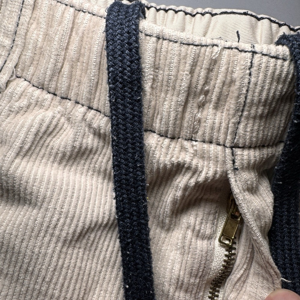 Ocean Pacific Carpenter Corduroy Pants Youth L Off White Drawstring Vintage 90s - Picture 3 of 12